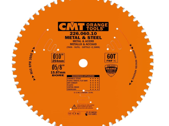 CMT : Lame carbure industrielle 254 z= 60 - métaux ferreux , PVC - al : 15,87