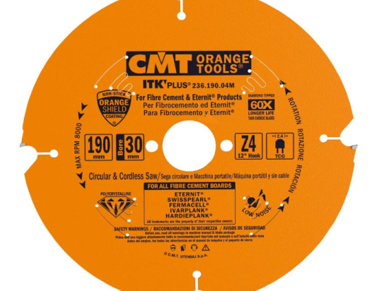 CMT : Lame diamant 190 z=4  pour FIBROCIMENT - al : 30 mm