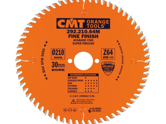 CMT : Lame carbure 210 z=64 al: 30mm - finition