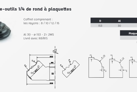 Jeu de 2 plaquettes rayon 10 et 12 mm pour P.O 308101215