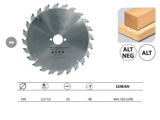 Leman : Lame carbure 170 Z=48 al: 30 mm