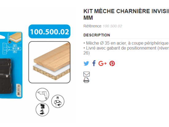 Leman : Kit charnieres invisibles 26 / 35 mm