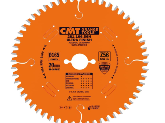 CMT : Lame carbure 165 Z=56 al: 20 mm trapezoidale plate