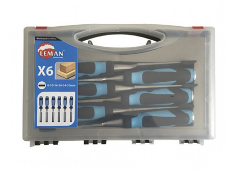 Leman : coffret 6 ciseaux bois manche bi-matiere