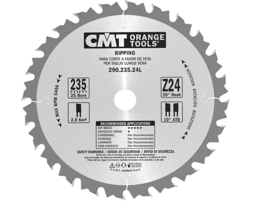 CMT : Lame carbure 235 z=24 ep.2,8 anti-recul - alesage 25 mm
