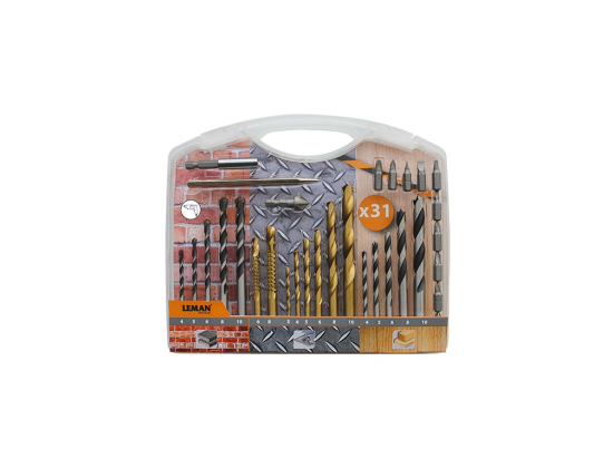 Leman : Coffret de forets pour bois - béton - métal - 31 pièces