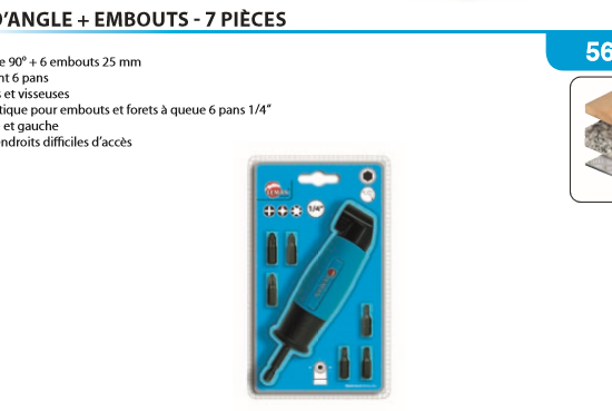 Leman : Renvoi d'angle + 6 embouts pour visseuse