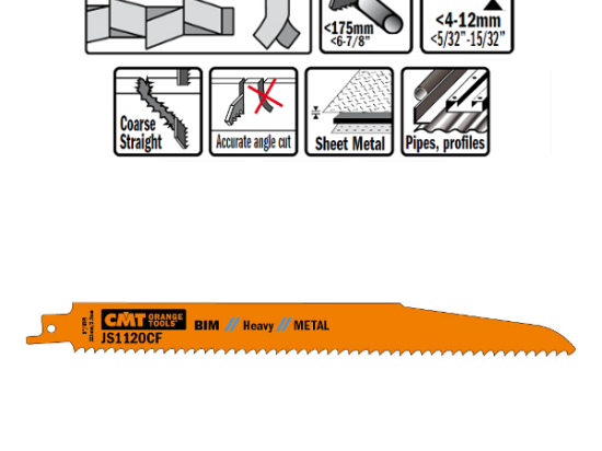 CMT lame scie sabre 225mm coupe tole épaisse par 5