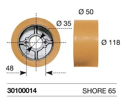 Galet - rouleau rechange Feeder Grip 118 x 50 - entraineur