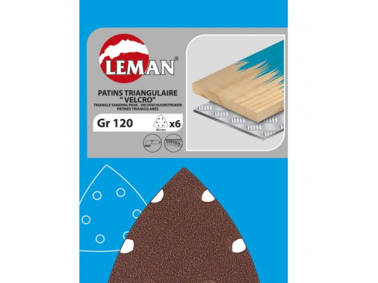 Leman : 6 patins triangulaires auto-agrippant corindon 94x94 mm Gr.40