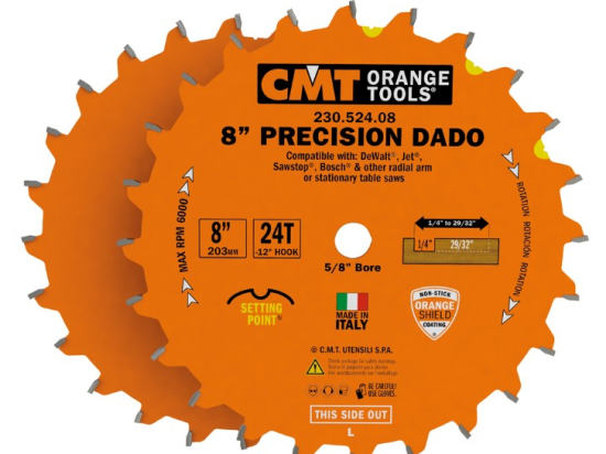 Dado : Jeu de lames carbure 200 mm extensible - alesage 15,87 mm