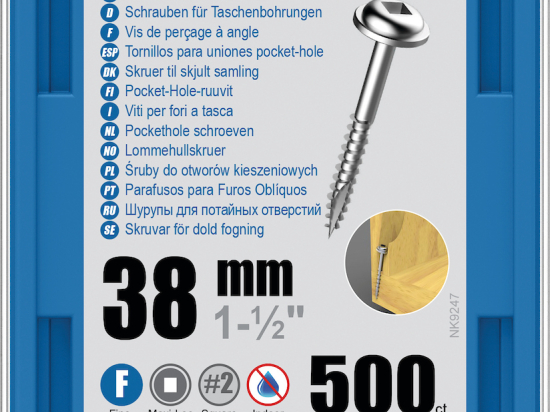 Kreg : vis galvanisée 38 mm / 1,5 ", filetage fin - 100 pieces