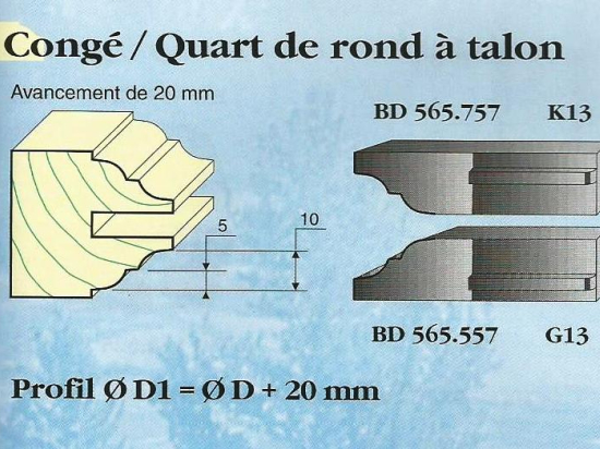 Le Ravageur : profil congé 1/4 de rond 20mm DOS 565557