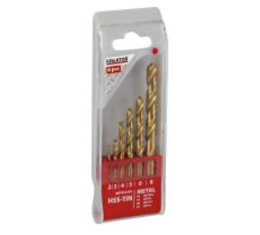 Coffret 6 x  Foret HSS Titane 2/3/4/5/6/8 mm  - percage acier