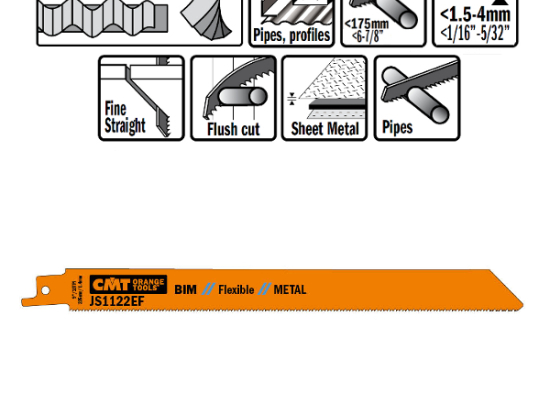 CMT :  lame scie sabre 225mm coupe tole fine par 5