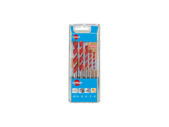 Leman : Coffret 5 forets cylindriques HM D. 4,5,6,8,10 mm pour multi-materiaux