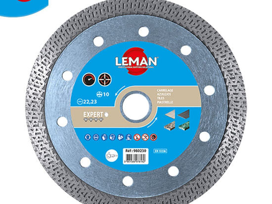 Disque diamant à croisillons D. 230 x Al. 22,23 x Ht. 10 x ép. 1,6 mm. Granit carrelage