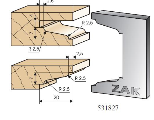 ZAK : jeu de fers profil / contre profil 20 mm 531.827