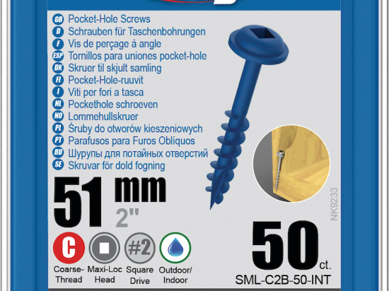 Kreg : Vis  Blue-Kote 51 mm / 2", gros filet, Maxi-Loc, 50 pièces