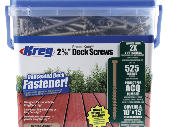 Kreg : Vis terrasse Protec-Kote 67 mm / 2,62", gros filet, tête plate, 525 pièces