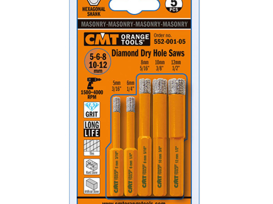CMT : Set de 5 meches diamantées 5 / 6 / 8 / 10 et 12 mm