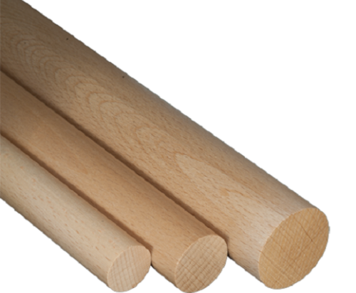 10 x Barre ronde hetre diametre 6 mm lg 1000 mm - tourillon lisse