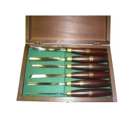 Crown : Set de 6 ciseaux de sculpteur 250 mm - coffret bois
