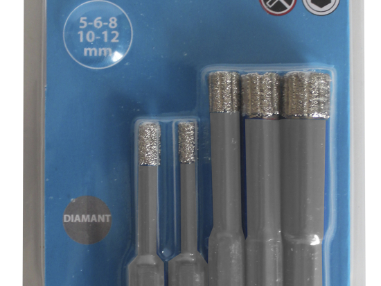 Leman : Lot de 5 forets diamantés 6 pans  - queue 6 pans