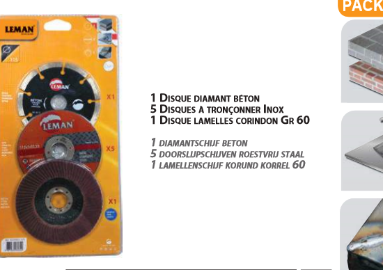 Pack meuleuse 115 mm  disques diamant - inox - métal