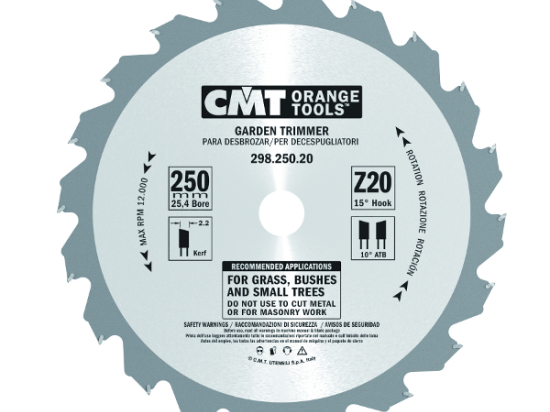 CMT : Lame 250 mm pour coupe herbe et debroussailleuse al : 20 mm