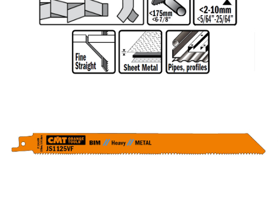 CMT lame scie sabre 225mm coupe tole moyenne par 5
