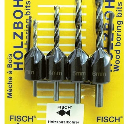Fisch : 4 x foret bois + fraisoir 3 / 4 / 5 / 6  mm