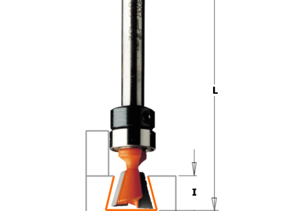 CMT : Fraise queue d aronde 12.7 x 12,7 mm guidage - queue 6 mm