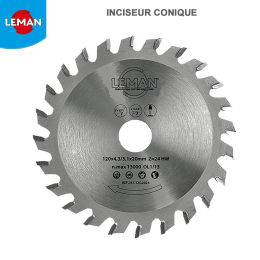 Leman : Lame inciseur conique 120 mm alesage 22 mm