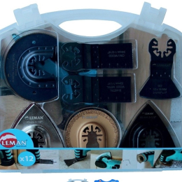 Leman : Coffret de 12 accessoires multi-matériaux pour outil oscillant