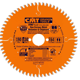CMT : Lame carbure Négative 190 Z= 64 al: 30 mm - Aluminium