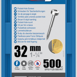 Kreg : Vis galvanisée 32 mm  filetage fin n ° 6, tête cylindrique, 1200 unités