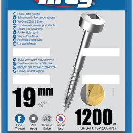 Kreg : Vis galvanisée 19 mm  filetage fin n ° 6, tête cylindrique, 1200 unités