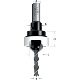CMT : Mèche hélicoidale 3 mm avec fraisoir 45°