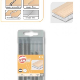 Leman : Blister 5 x Lame sauteuse  bois dur / plastique