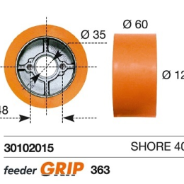 Galet - rouleau rechange Feeder Grip 120 x 60 mm - entraineur