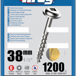 Kreg : Vis galvanisée / 38 mm gros filet, Maxi-Loc, 1200 pièces