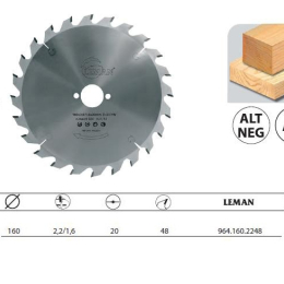 Leman : Lame carbure 160 Z=24 al: 20 mm spéciale festool