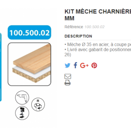 Leman : Kit charnieres invisibles 26 / 35 mm
