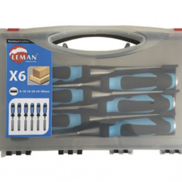 Leman : coffret 6 ciseaux bois manche bi-matiere