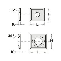 Plaquette carbure 13,6 x 13,6 x 2.0 mm