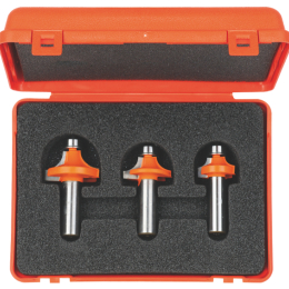 CMT : Coffret de 3 fraises 1/4 de rond - guidage - queue 12.7 mm