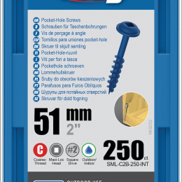 Kreg : Vis  Blue-Kote 51 mm / 2", gros filet, Maxi-Loc, 250 pièces