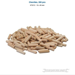 200 tourillons bouleau chanfreinés 10 x 40