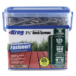 Kreg : Vis terrasse Protec-Kote 67 mm / 2,62", gros filet, tête plate, 525 pièces